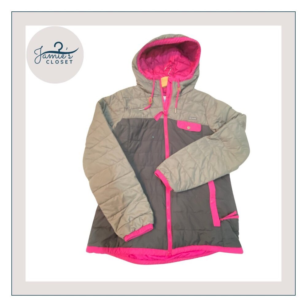 Columbia Women's Hooded Jacket | Pink and Gray | Size Small
